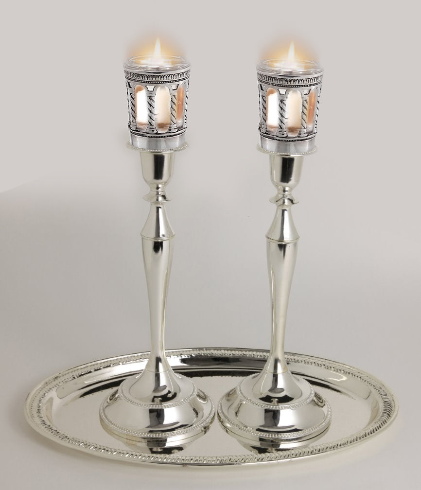 Safety Candle Sticks With Neronim Holder Attached 13.5" - LEHADAR
