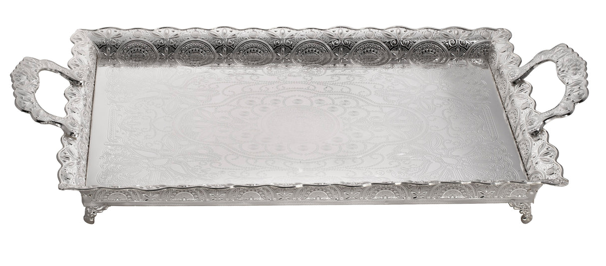 Tray For candles Filigree Silver Plated large 21.5x 16" - LEHADAR