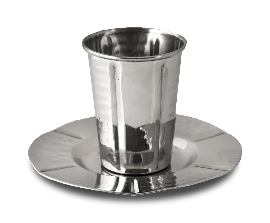 Stainless Steel Hammered Kiddush Cup Set 3.5" (140 ml 4.7 oz) - LEHADAR