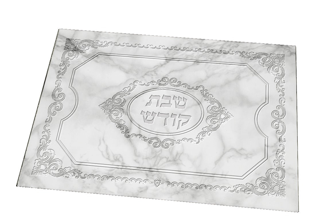 Challah Board Tempered Glass Silver Marble Large 12 X 15.75 " - LEHADAR