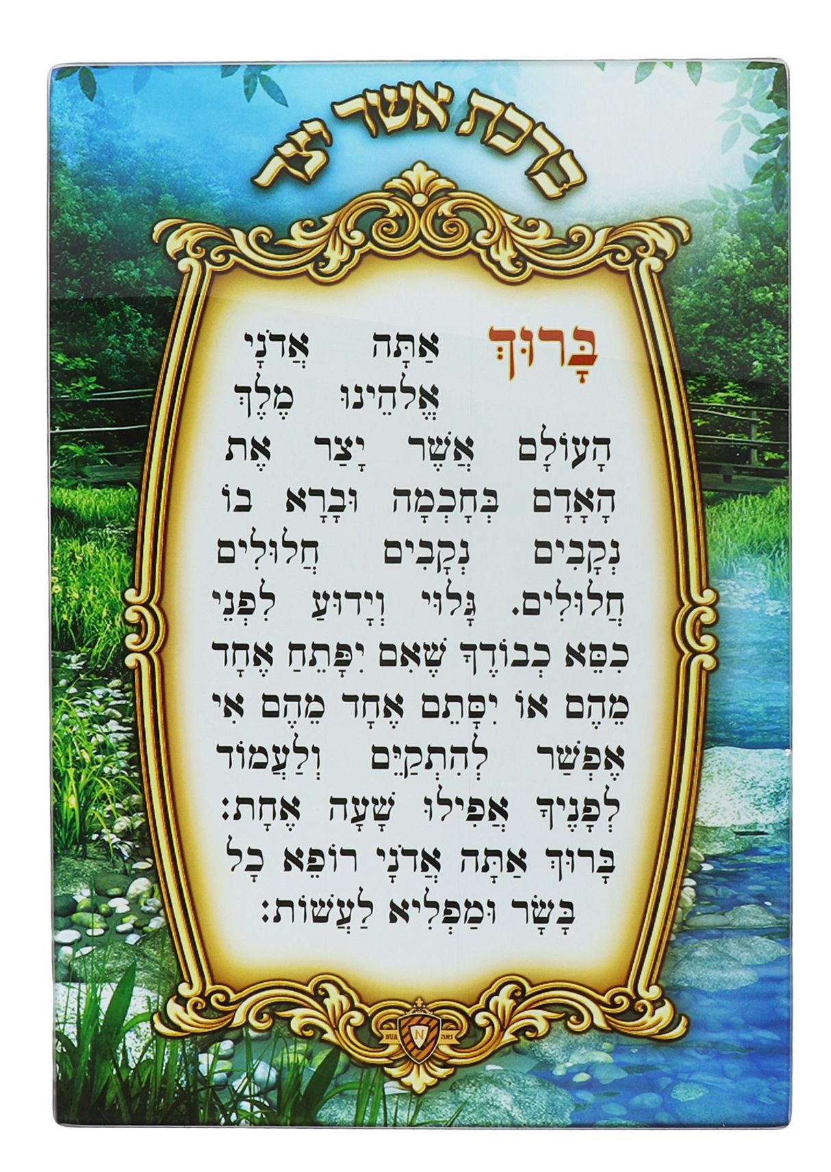 Asher Yatzar On Tempered Glass hanging Plaque Small 4.7x 6.7" - LEHADAR