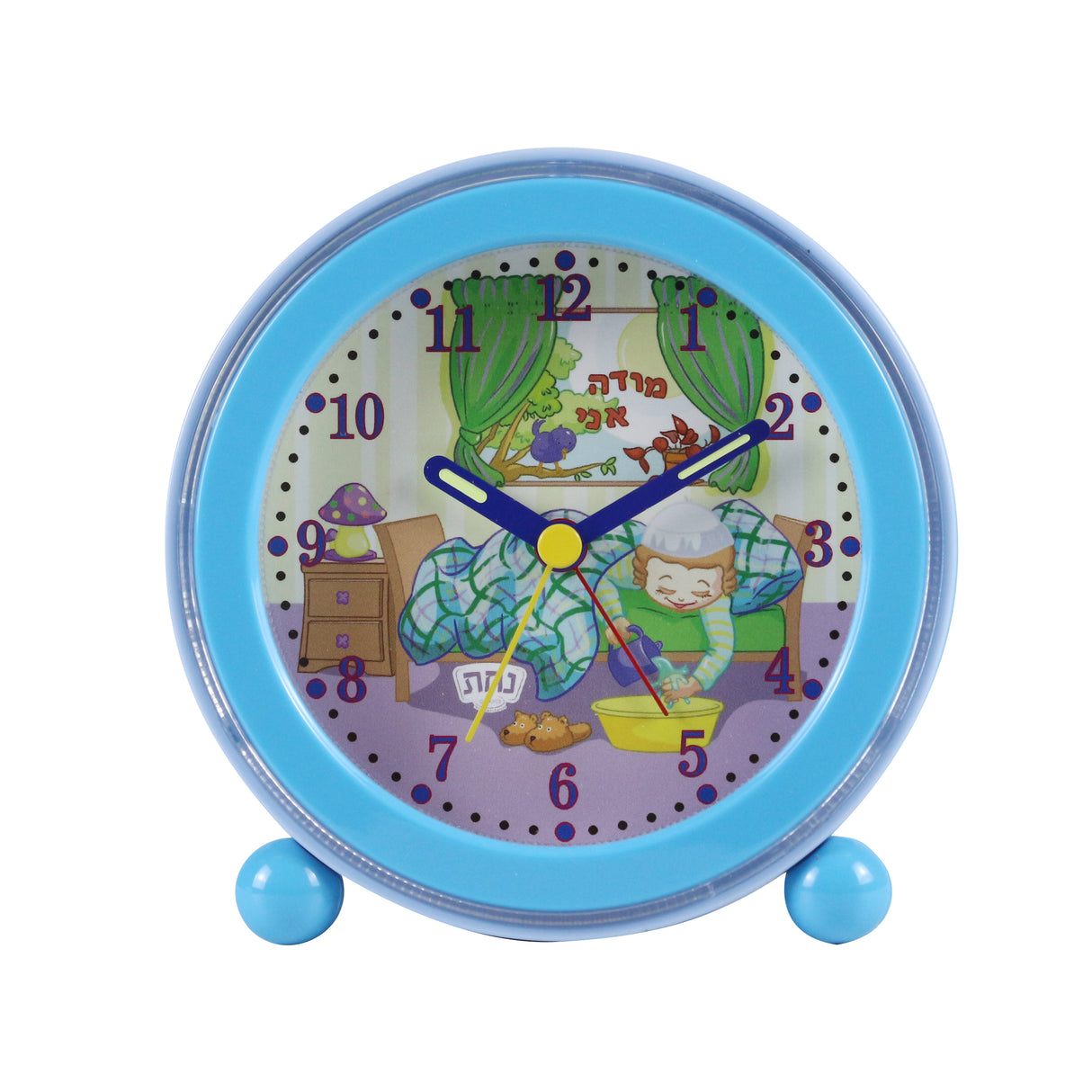 Modeh Ani Singing Alarm Clock -Boy Light Blue 4.5x4.5 x 13/4" (6 PP) - LEHADAR