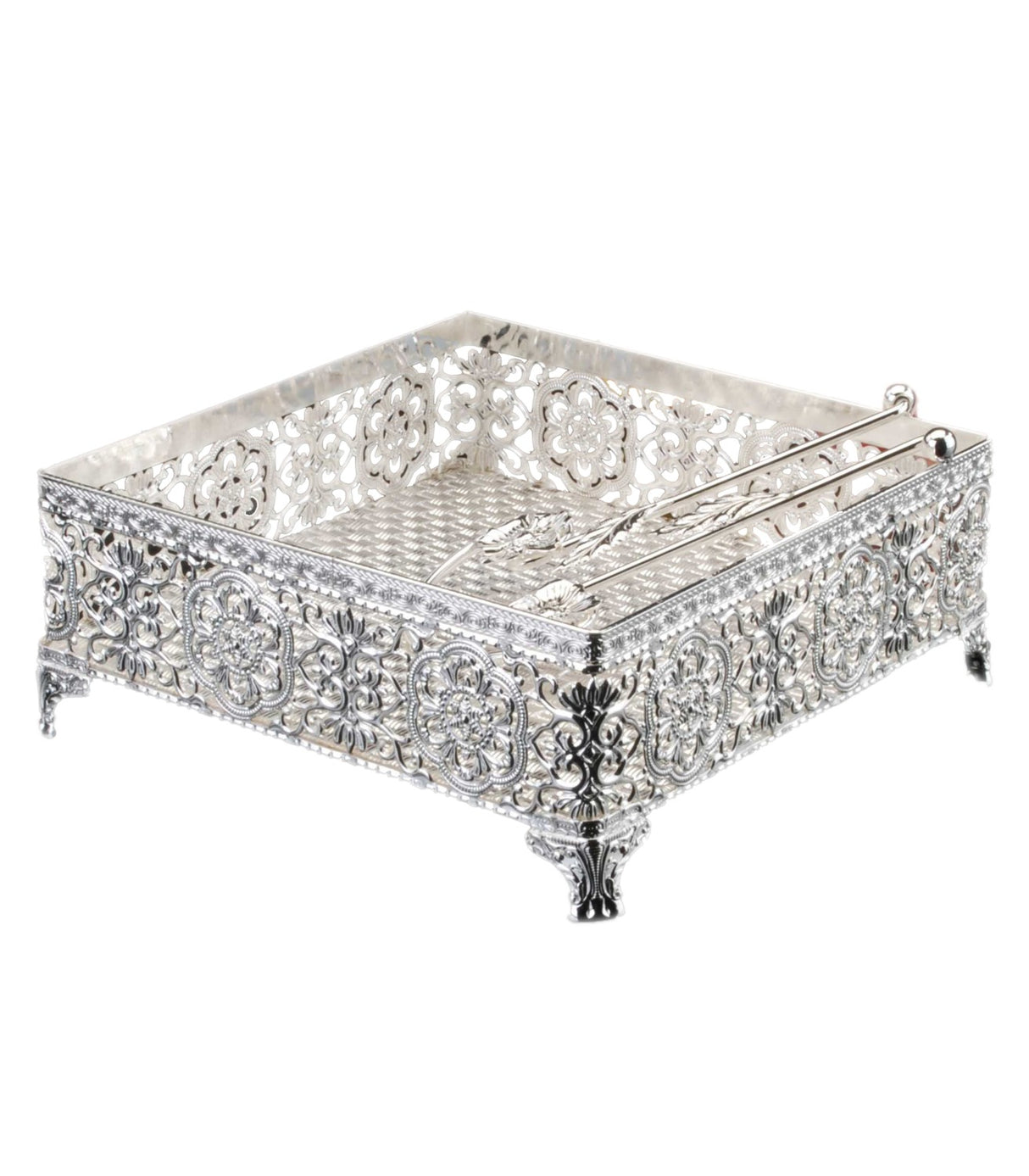 Flat Napkin Holder Silver Plated With Weighted Arm Silver Plated " - LEHADAR