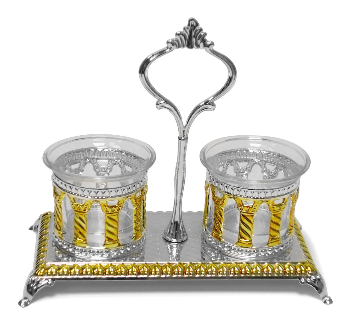 Salt & Pepper Holder Royal Palace Design Silver & Gold plated Double - LEHADAR