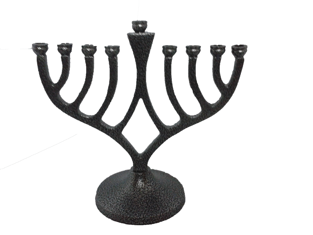 Classic Candle Menorah Antique Silver 7" - LEHADAR