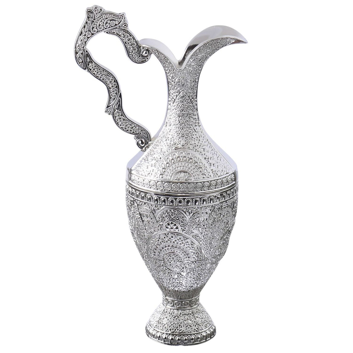 Chanukah Kriegel / Oil Bottle Silver Plated Filigree 7" - LEHADAR