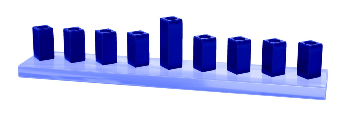 Strip Menorah Enamel Finish 9/14 x 2 x 2 - LEHADAR