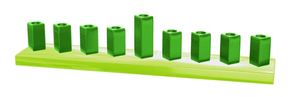 Strip Menorah Enamel Finish 9/14 x 2 x 2 - LEHADAR