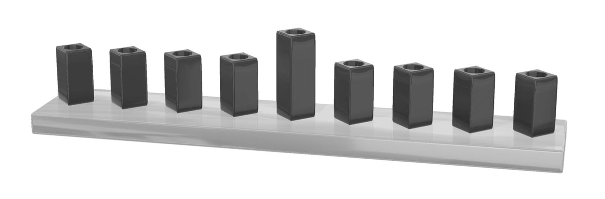 Strip Menorah Enamel Finish 9/14 x 2 x 2 - LEHADAR