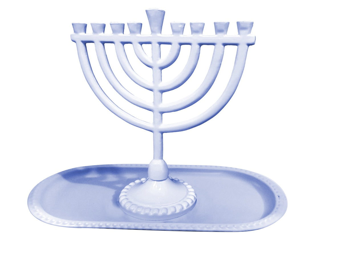 Menorah And Tray Set .Menorah 6Wx6.5H" Tray 8x4 " - LEHADAR