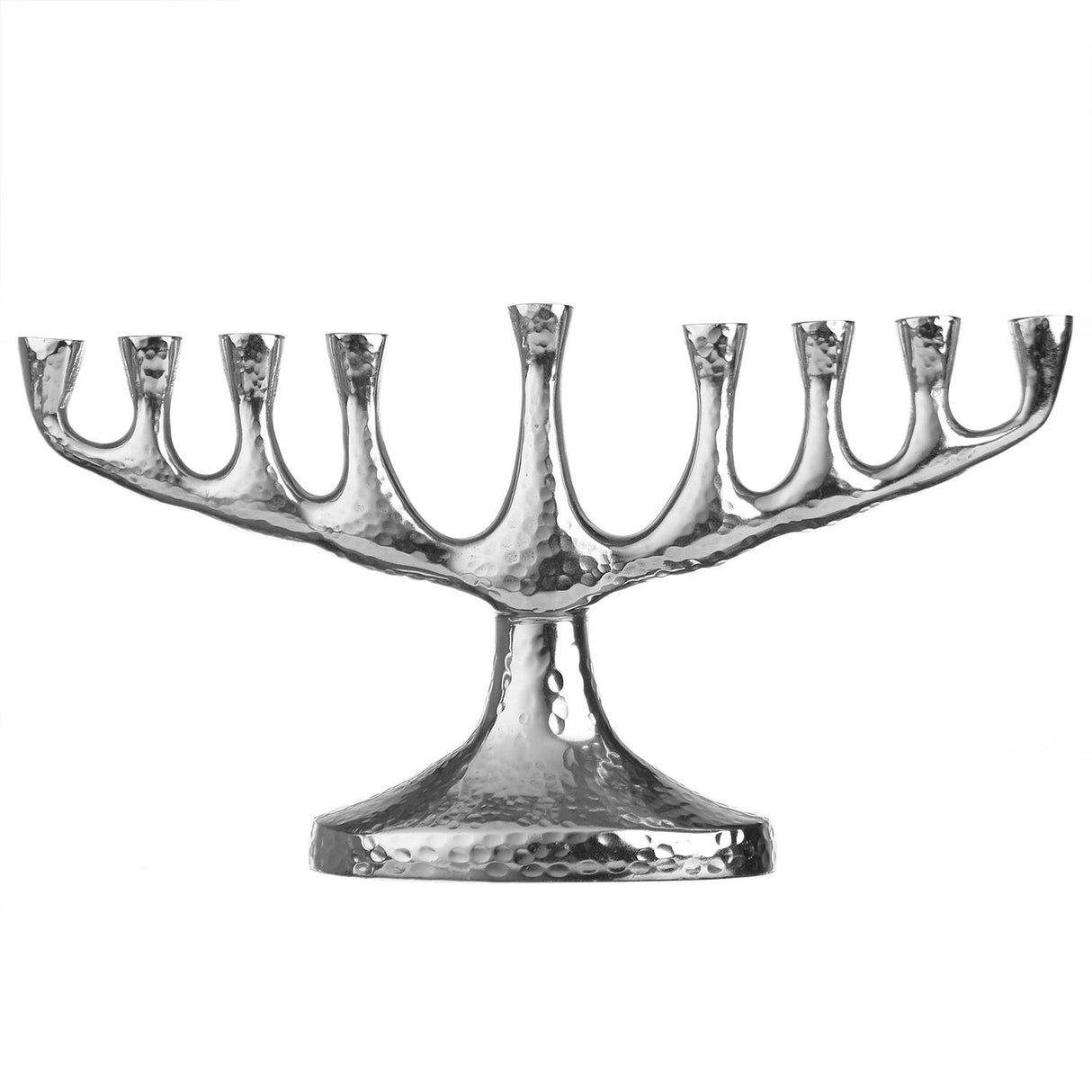 Menorah Nickel Hammered 5.5 x 10" - LEHADAR