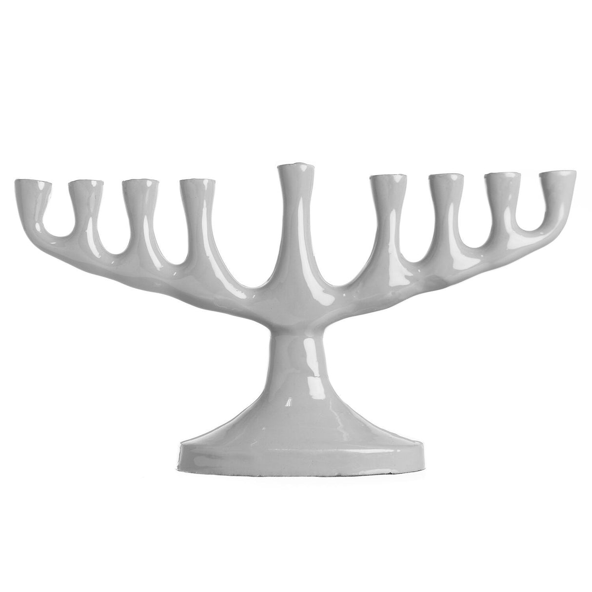 Menorah Stainless Steel Silver 5.5 x 10" - LEHADAR