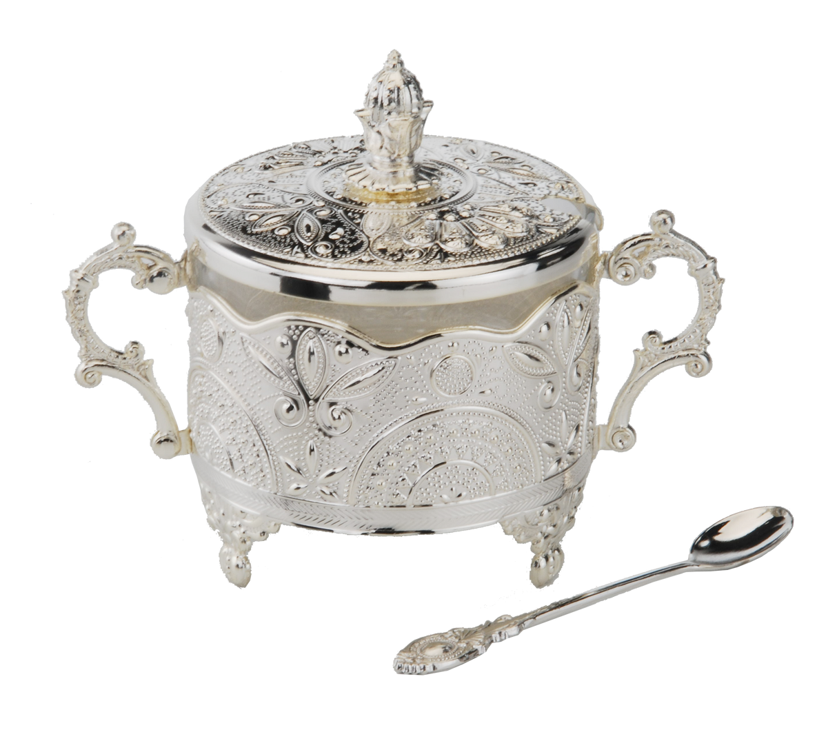 Honey Dish Silver Plated Filigree Design 5.5X3.5X4.5 - LEHADAR