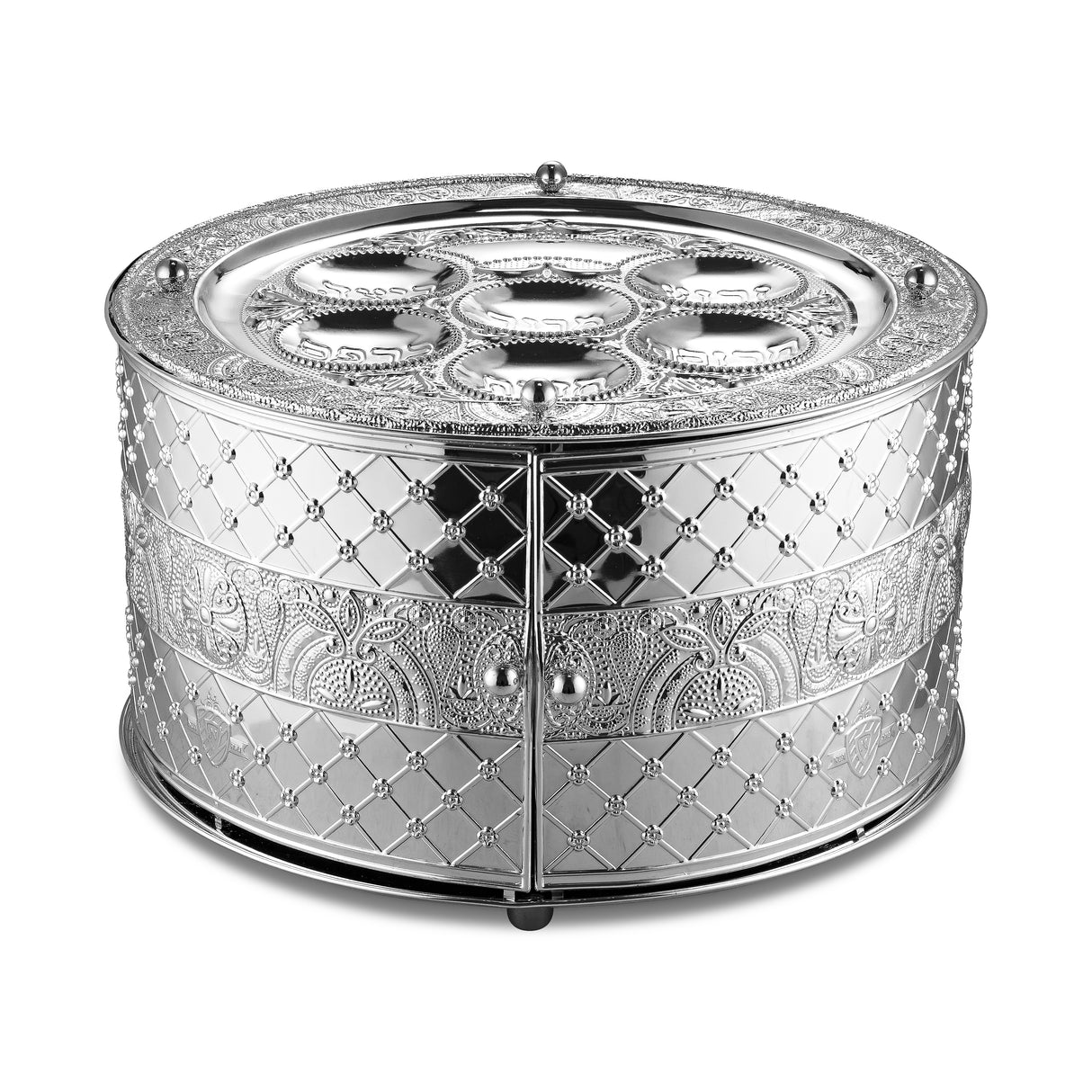 3 tier Silver Plated Seder plate Large 15.75 "W X 7.85" H - LEHADAR