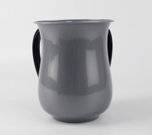 Acrylic Cup With 2 Handles Metallic Silver With black Handle - LEHADAR