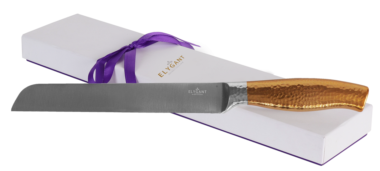 Swivel Hammered Knife Stainless Steel Gold Non Serrated 13" - LEHADAR