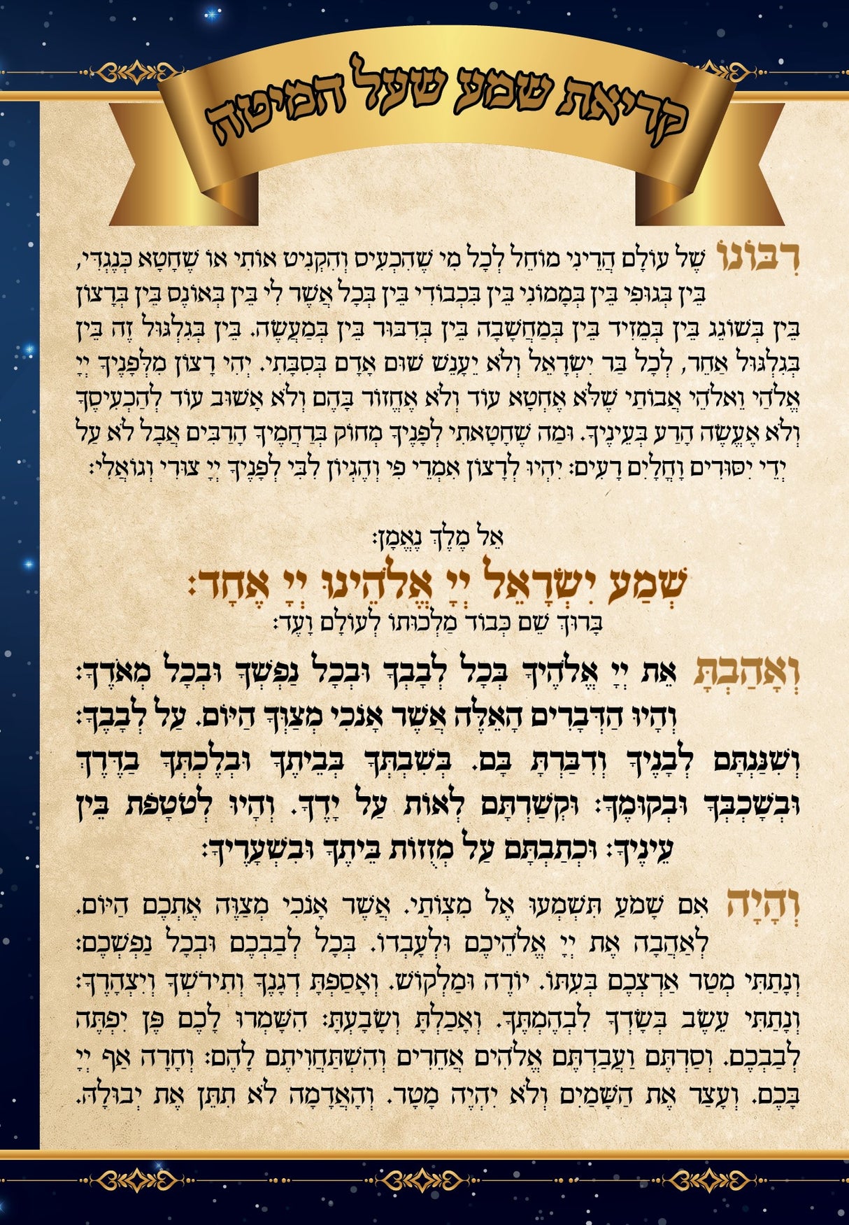 Krias Shema Medium Size 2 fold 4.5x6.5" - LEHADAR