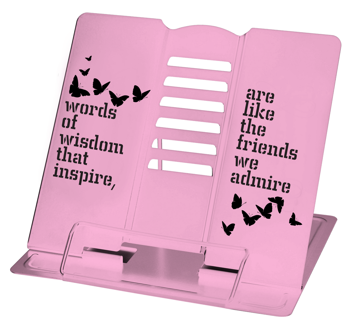 Mini Metal Book Stand Pink "Words Of Wisdom" 8.25 x7.5" - LEHADAR
