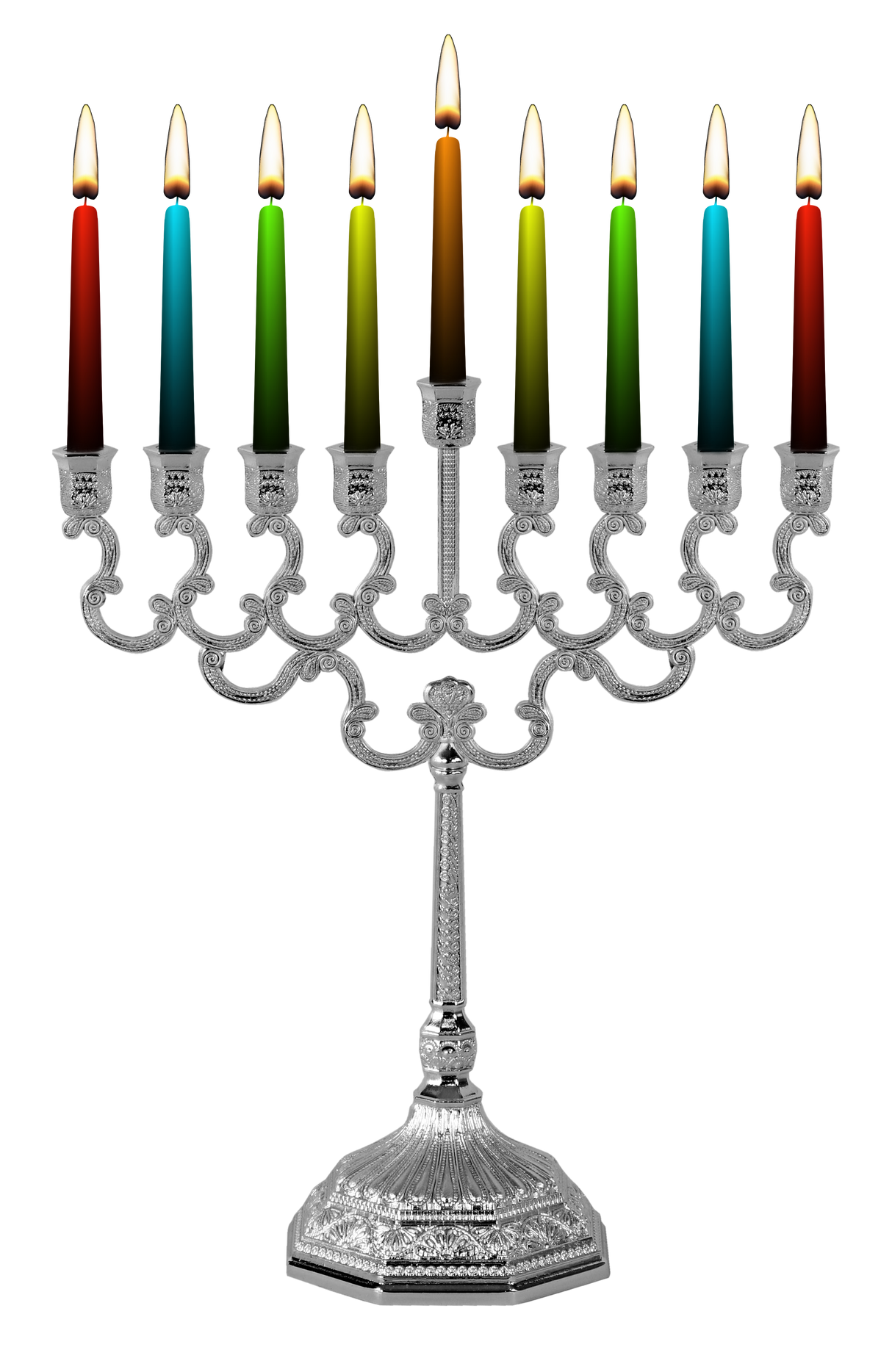 Silver Plated Candle Menorah Filigree Design 8.5" - LEHADAR