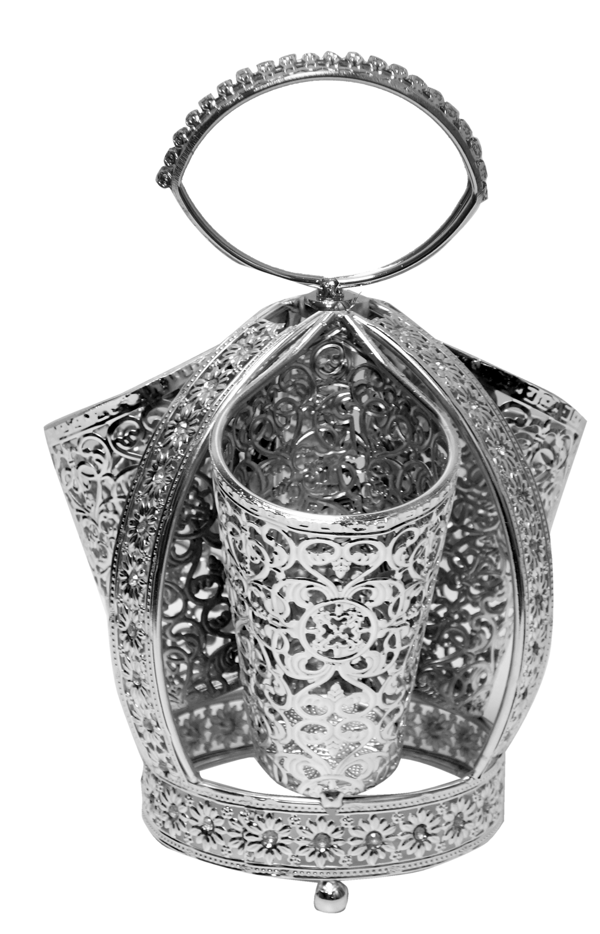 Cutlery Holder 3 Section Silver Plated With Diamonds 10x8" - LEHADAR