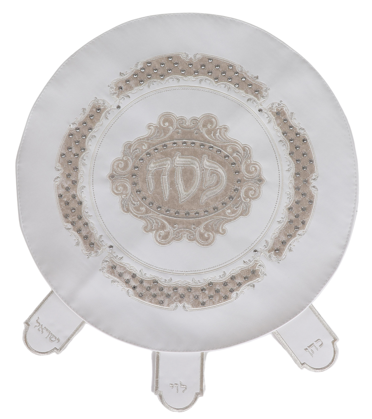 Leather Matzoh Cover - 17.5" - 3 Pockets - with hard plastic cover - LEHADAR