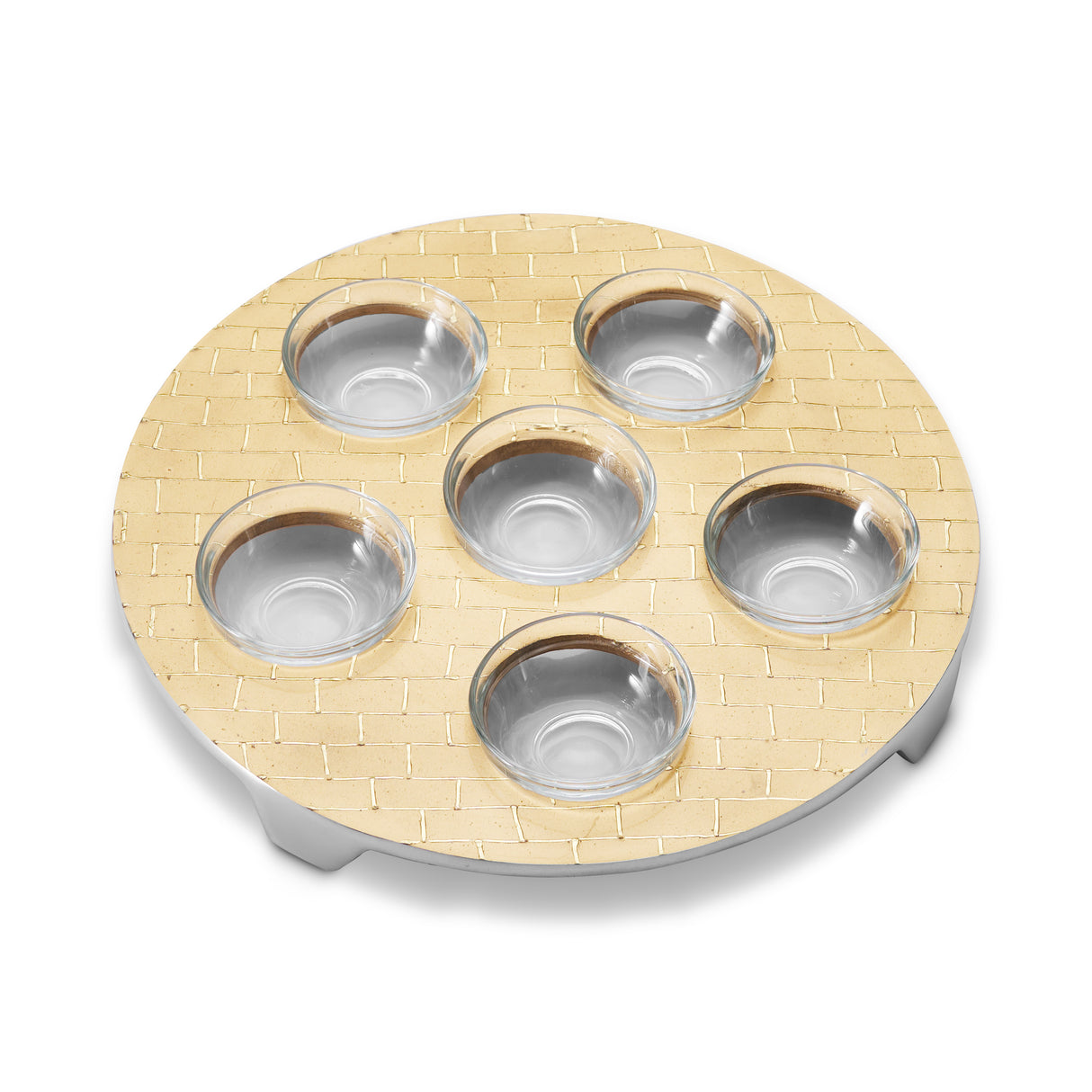 Seder Plate - Gold Brick Design - Stainless Steel - LEHADAR