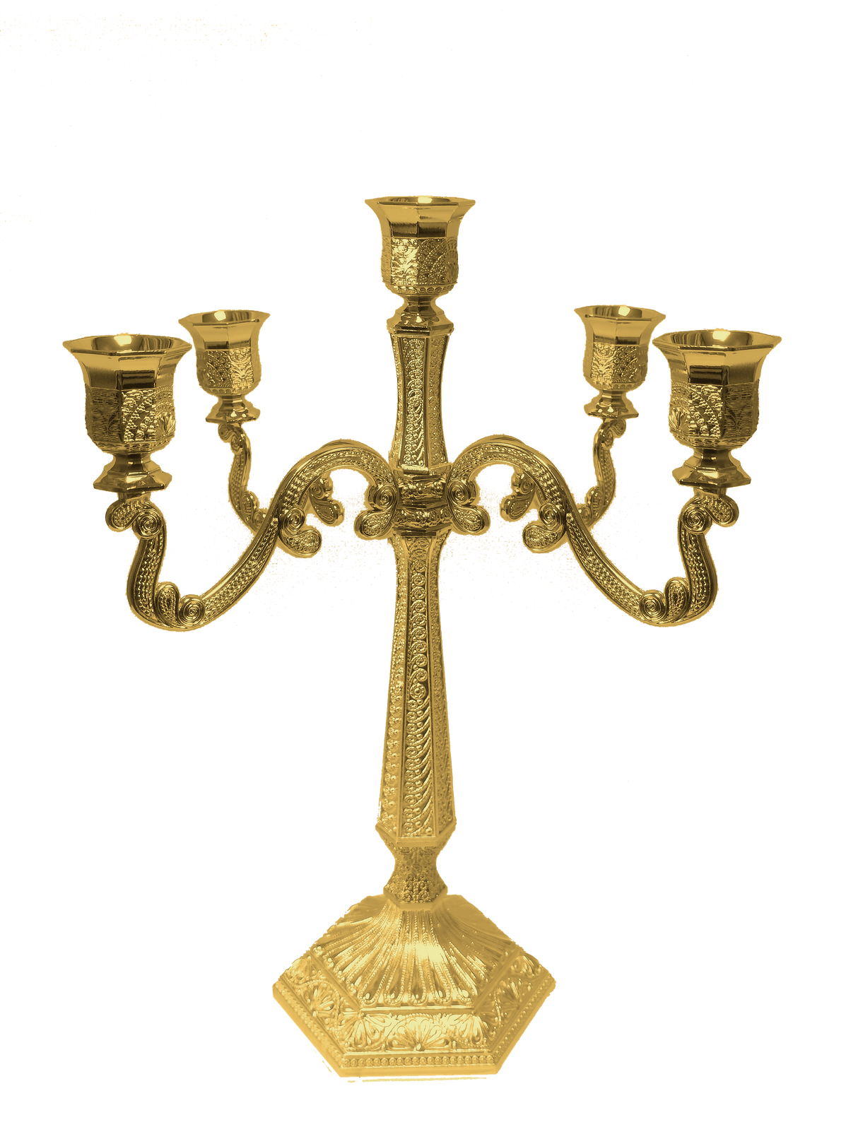Gold Filigree Candelabra 5 Light 16" - LEHADAR