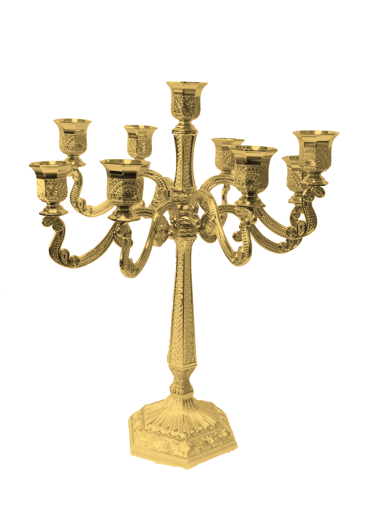 Gold Filigree Candelabra 9 Light 17" - LEHADAR