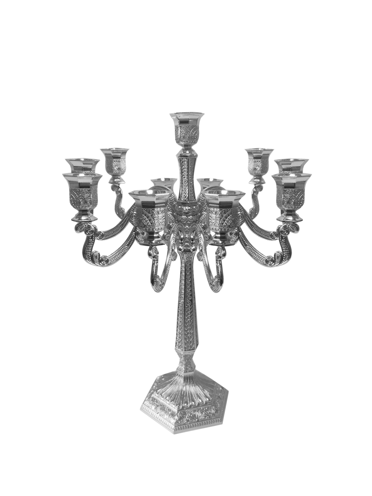 Silver Plated Filigree Candelabra 11 Light 18" - LEHADAR