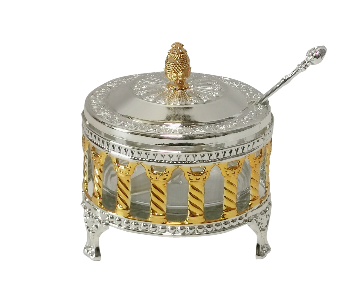 Silver and Gold plated Honey dish Royal palace design - LEHADAR