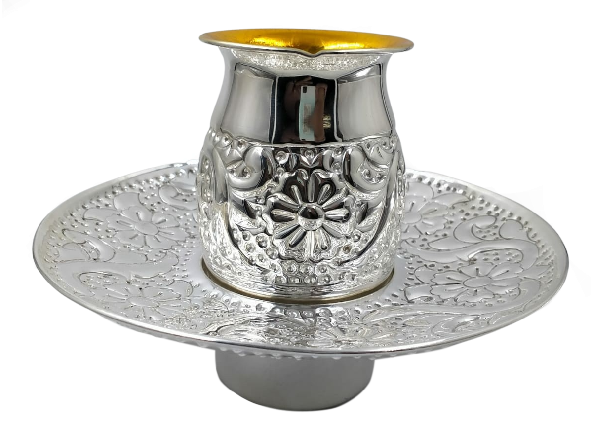 Silver Mayim Achronim cup 4.5"x3" bowl 9"x 3" - LEHADAR