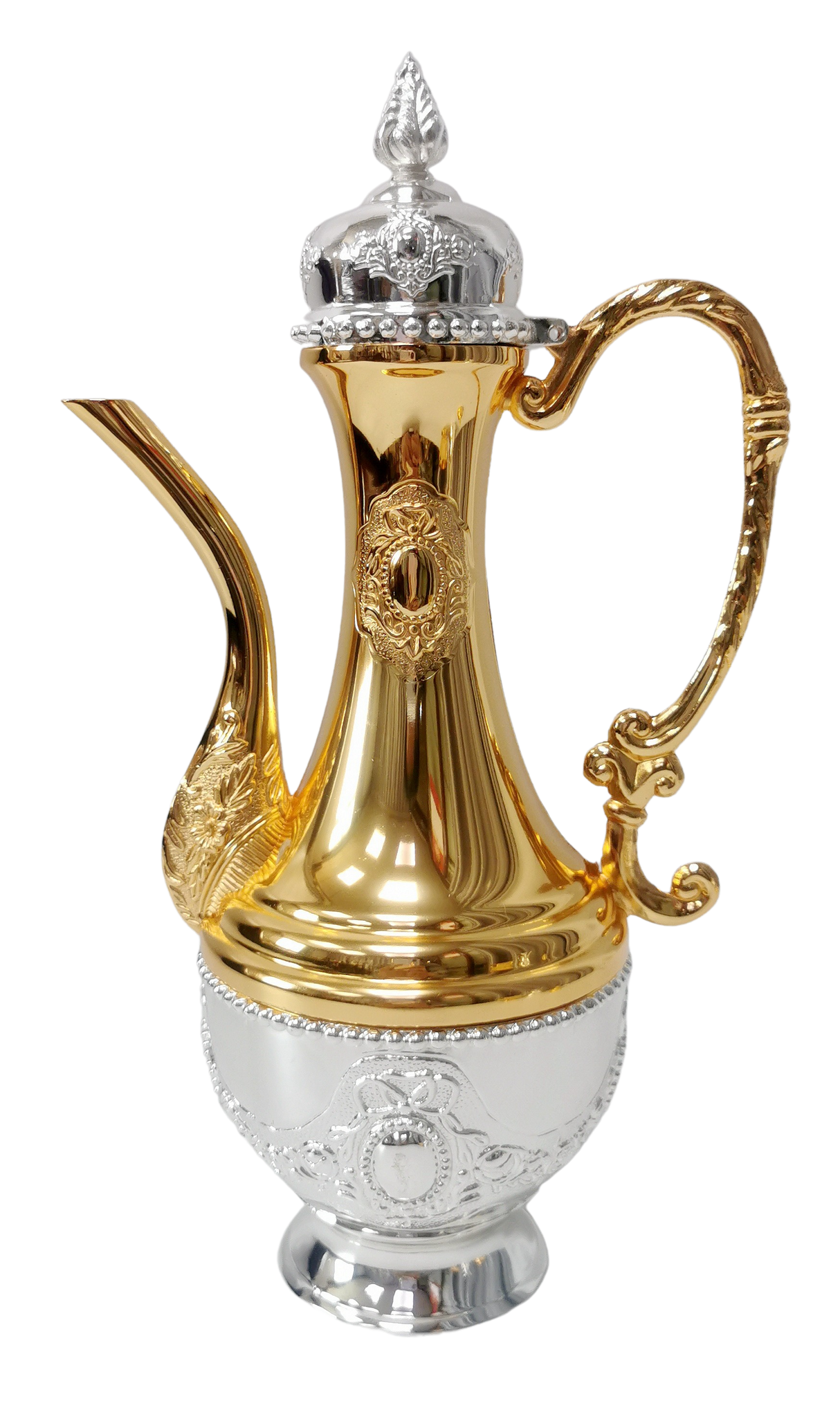 Chanukah Kriegel /Oil Bottle Silver & Gold Plated 10.5" - LEHADAR