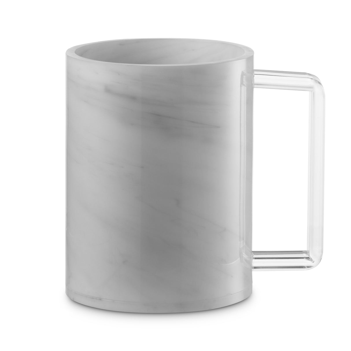 White Marble Acrylic Wash cup with Clear Handles - LEHADAR