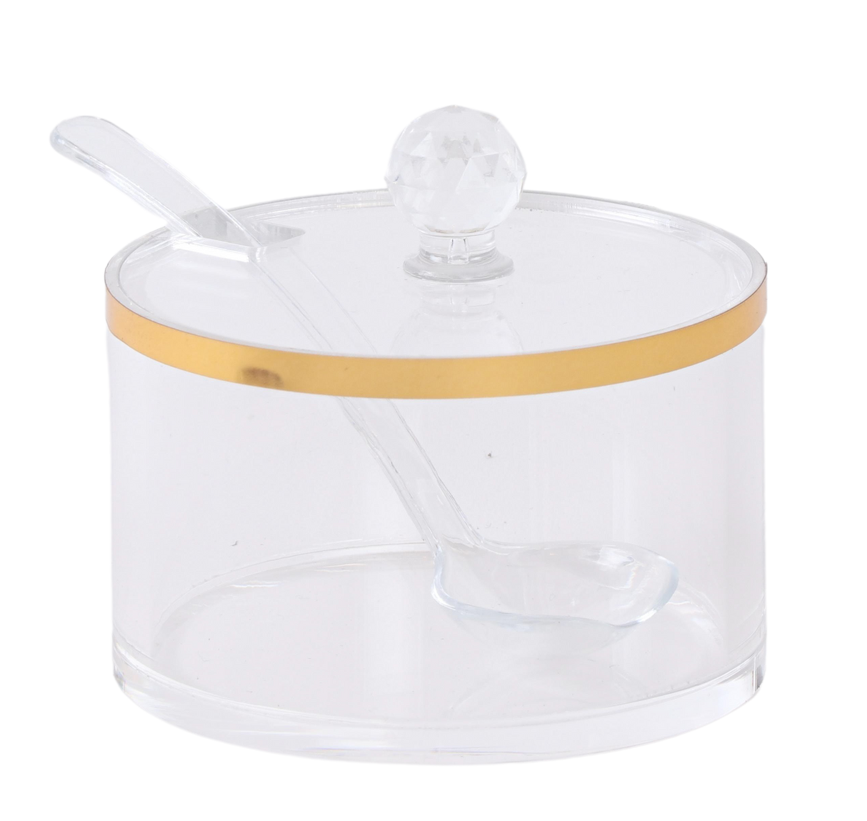 Round Dish With Spoon Gold rim - 5 x8 cm - LEHADAR