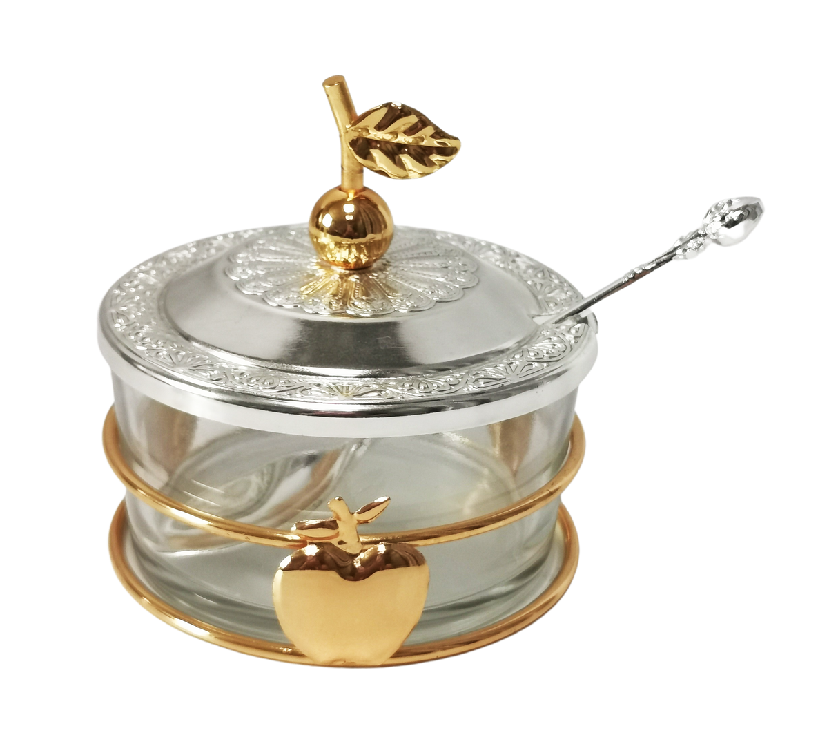 Honey Dish With Apple Shapes Gold & Silver - LEHADAR