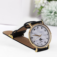 "Watch with Aleph Bais" Black Handle Black 'n White face Gold rim - LEHADAR