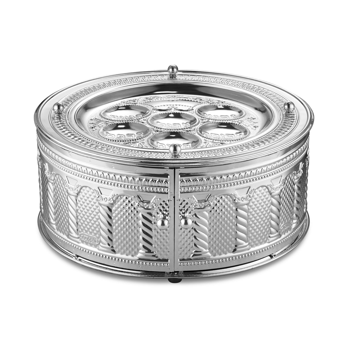 Seder Plate 3 Tier Silver Plated Royal Palace Design 6"H X 15" W - LEHADAR