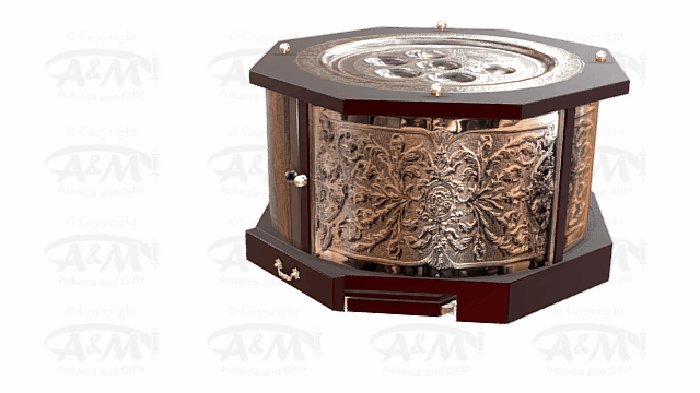 The "Magid Kaarah" 3 tier- mahogany silver /plated Kaarah with retractable Shtender 16x16x9" Limited Edition - LEHADAR