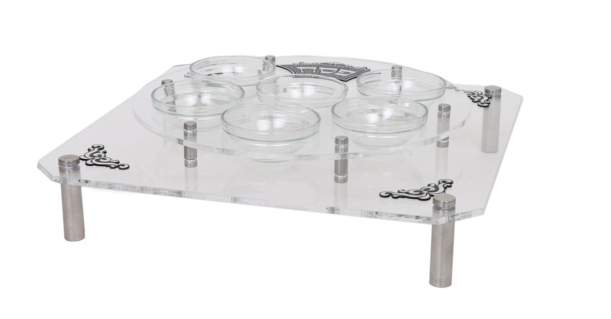 Acrylic Seder Plate Stand Silver Standoffs Silver Plate Engraved 16X16" X3" - LEHADAR