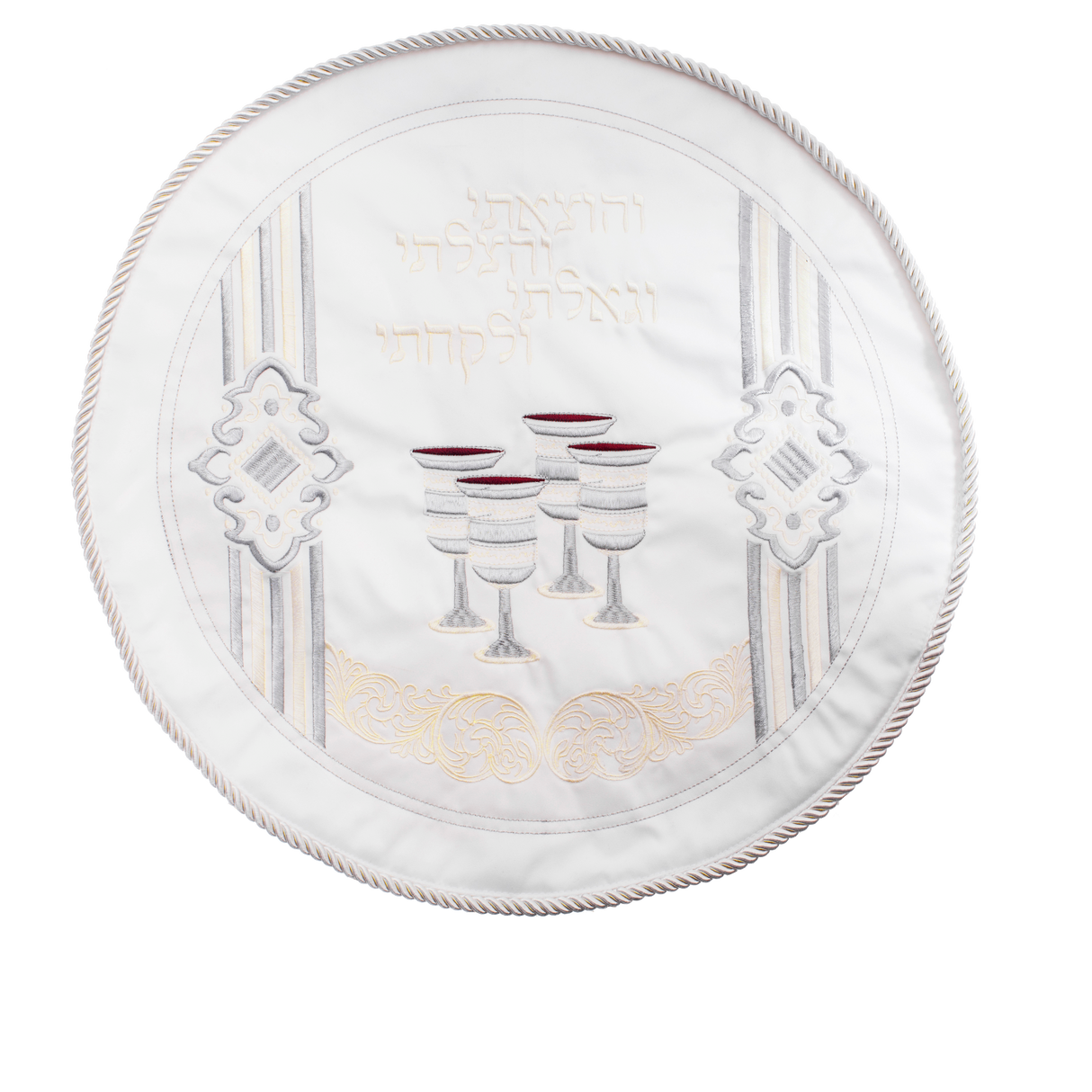 Round Matzah Cover Small Size 1 Pocket 13" With Hard Plastic - LEHADAR