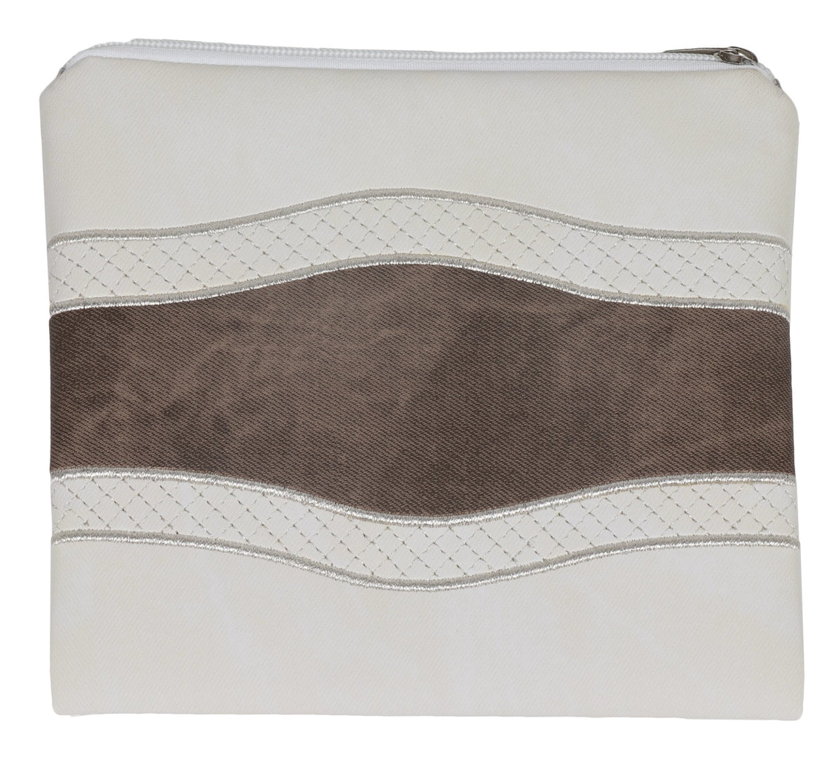 Tzedakah / Gartel Bag Leather Look Beige And Brown 7.5X7" - LEHADAR