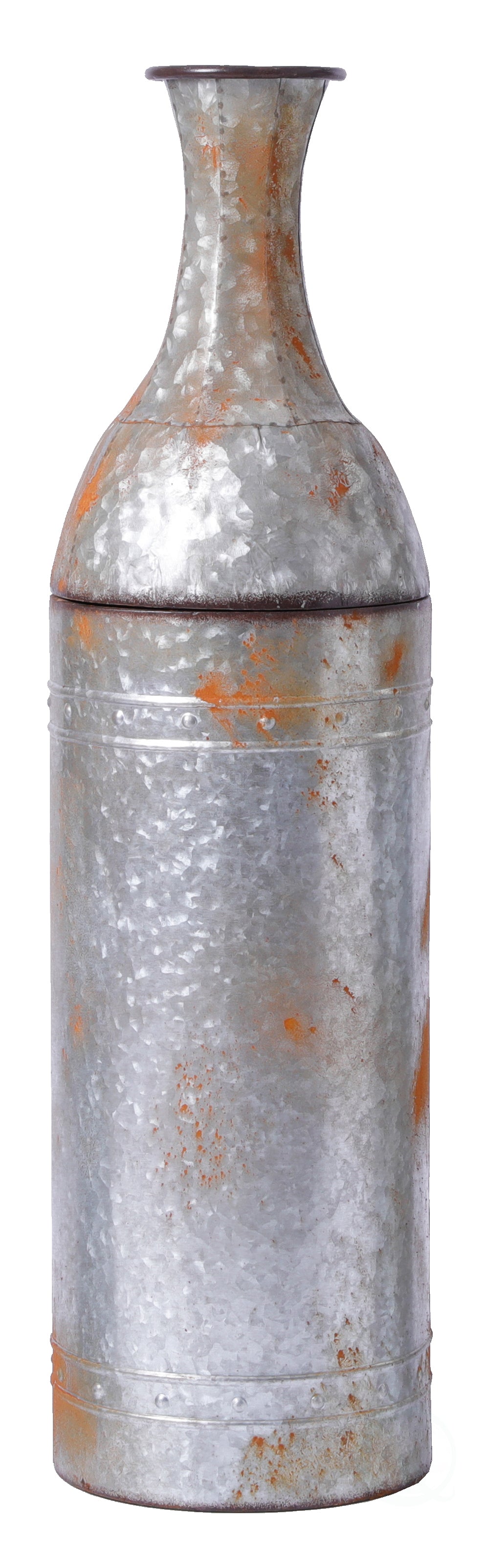33" Rustic Farmhouse Style Galvanized Metal Floor Vase Decoration, Medium - LEHADAR