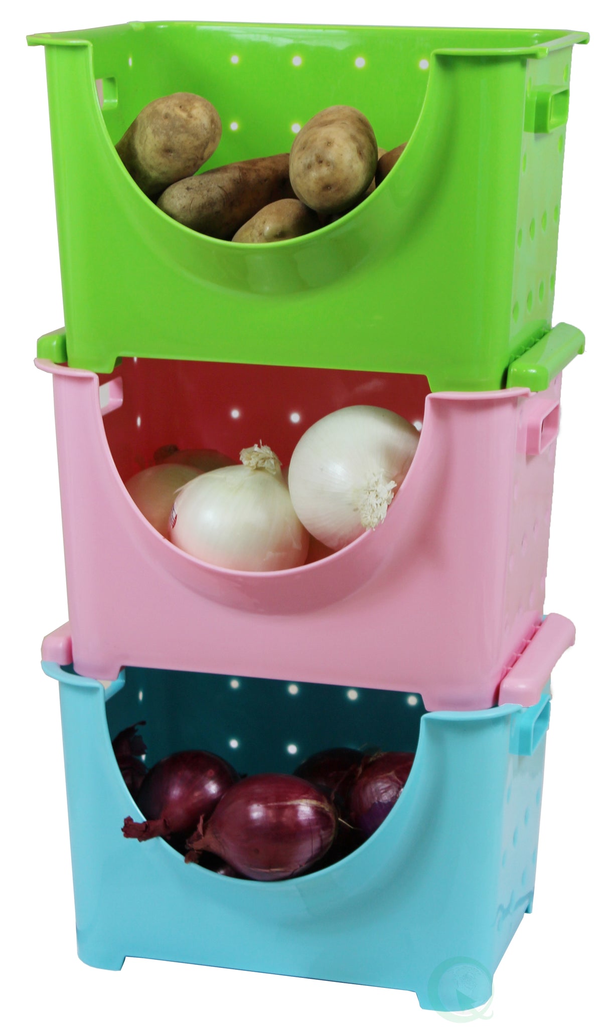 Stackable Plastic Storage Container, Set of 3 Colors - LEHADAR