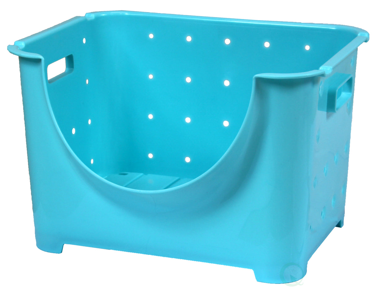 Stackable Plastic Storage Container, Blue Stacking Bins - LEHADAR