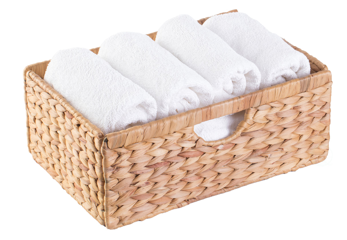 Set of 3 Foldable Natural Water Hyacinth Storage Bin, Small - LEHADAR