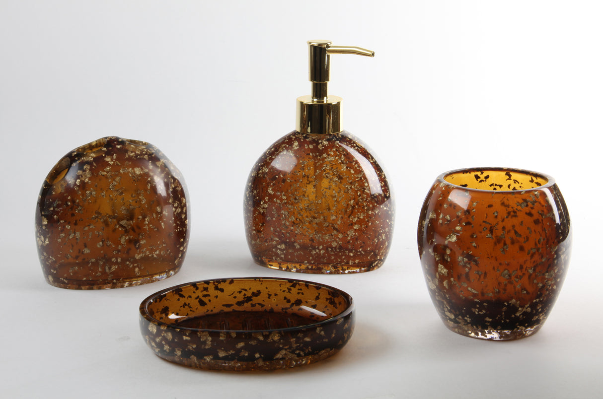 Bathroom Accessories Set tumbler 3.5" lotion dispenser 6.5" bar soap dish 3.5" toothbrush holder 3.75" - LEHADAR