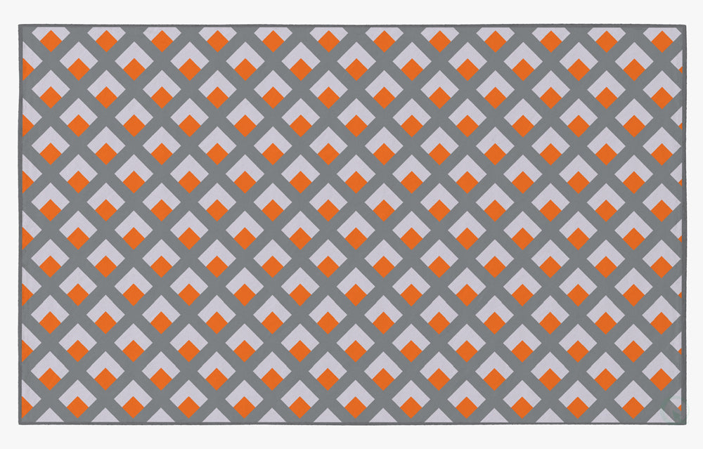 Deerlux Modern Living Room Area Rug with Nonslip Backing, Geometric Gray and Orange Trellis Pattern, 5 x 7 ft Medium - LEHADAR