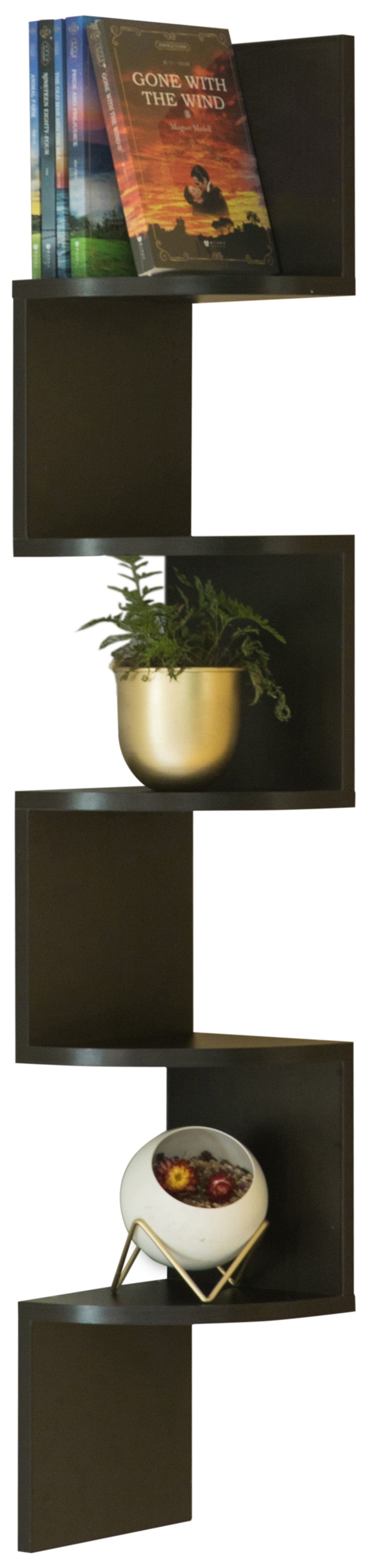 5 Tier Wall Mount Corner Shelf, Black - LEHADAR