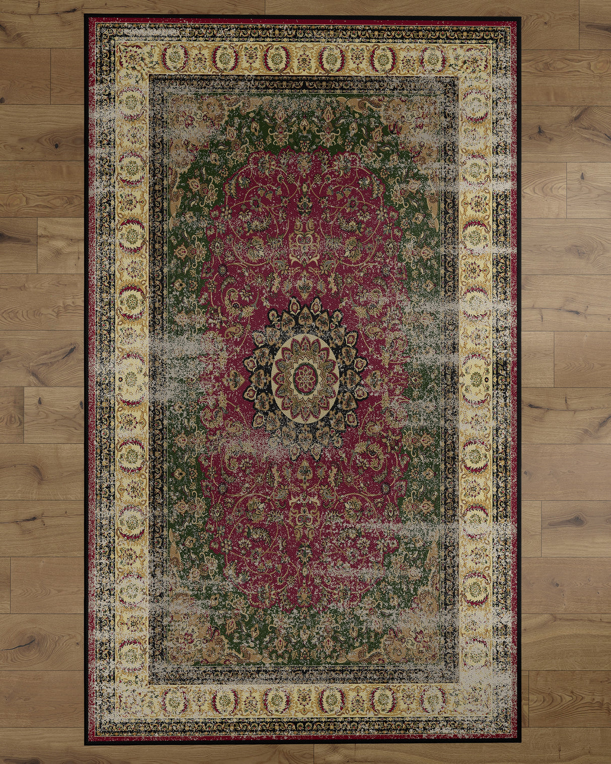 Deerlux Traditional Oriental Persian Style Living Room Area Rug with Nonslip Backing, Classic Pink, 8 x 10 Ft Large - LEHADAR