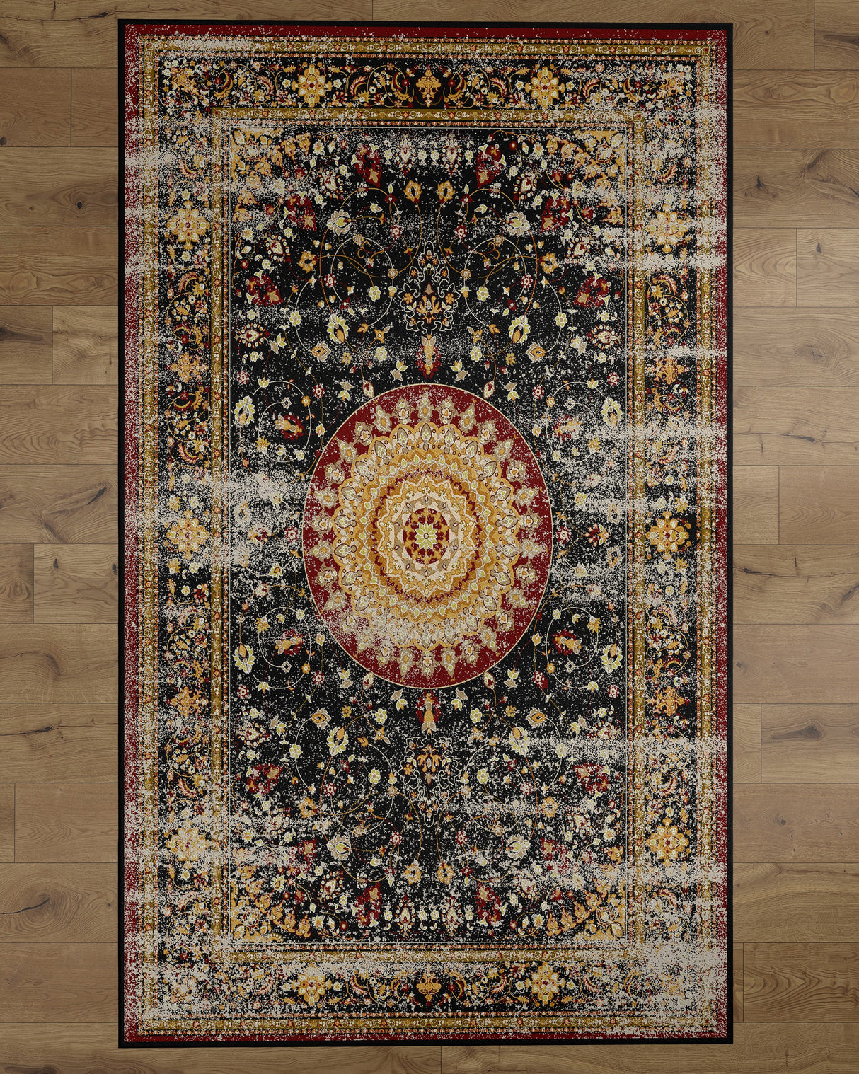 Deerlux Traditional Oriental Persian Style Living Room Area Rug with Nonslip Backing, Classic Red, 5 x 7 Ft Medium - LEHADAR
